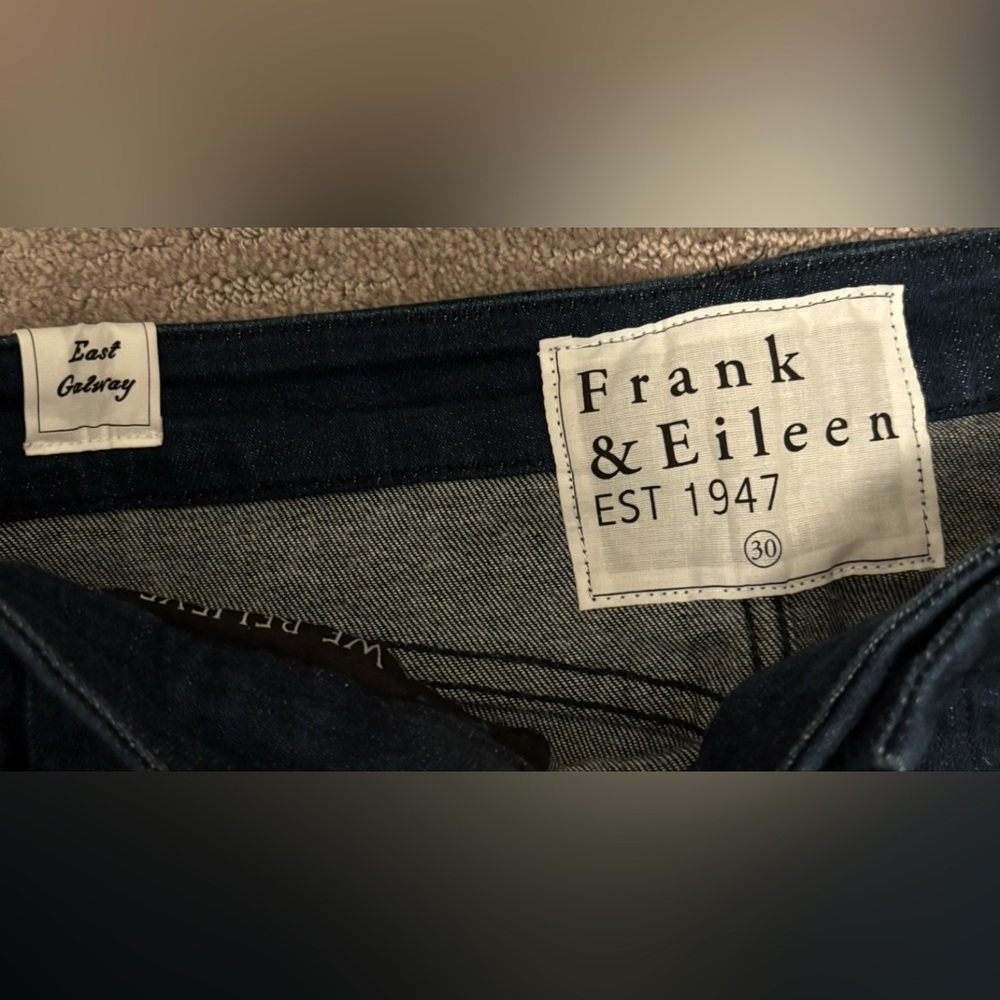 Frank & Eileen Italian East Galway Wide Leg Raw Hem Jeans Dark Wash Size 30 - Picture 3 of 10